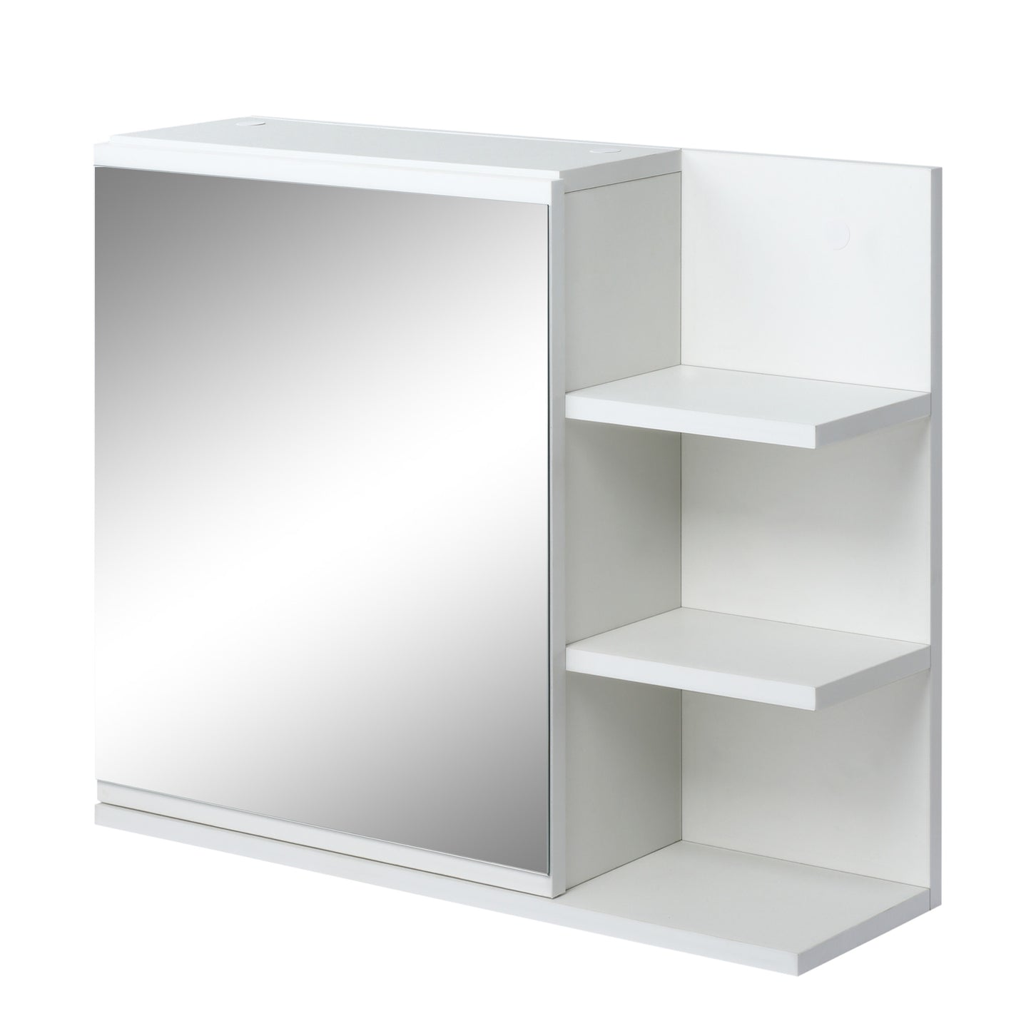 Kleankin Vanity Wall Cabinet: Bathroom Storage with Mirror, 3 Open Shelves & 2-Tier Mirrored Cupboard | Dipra Home