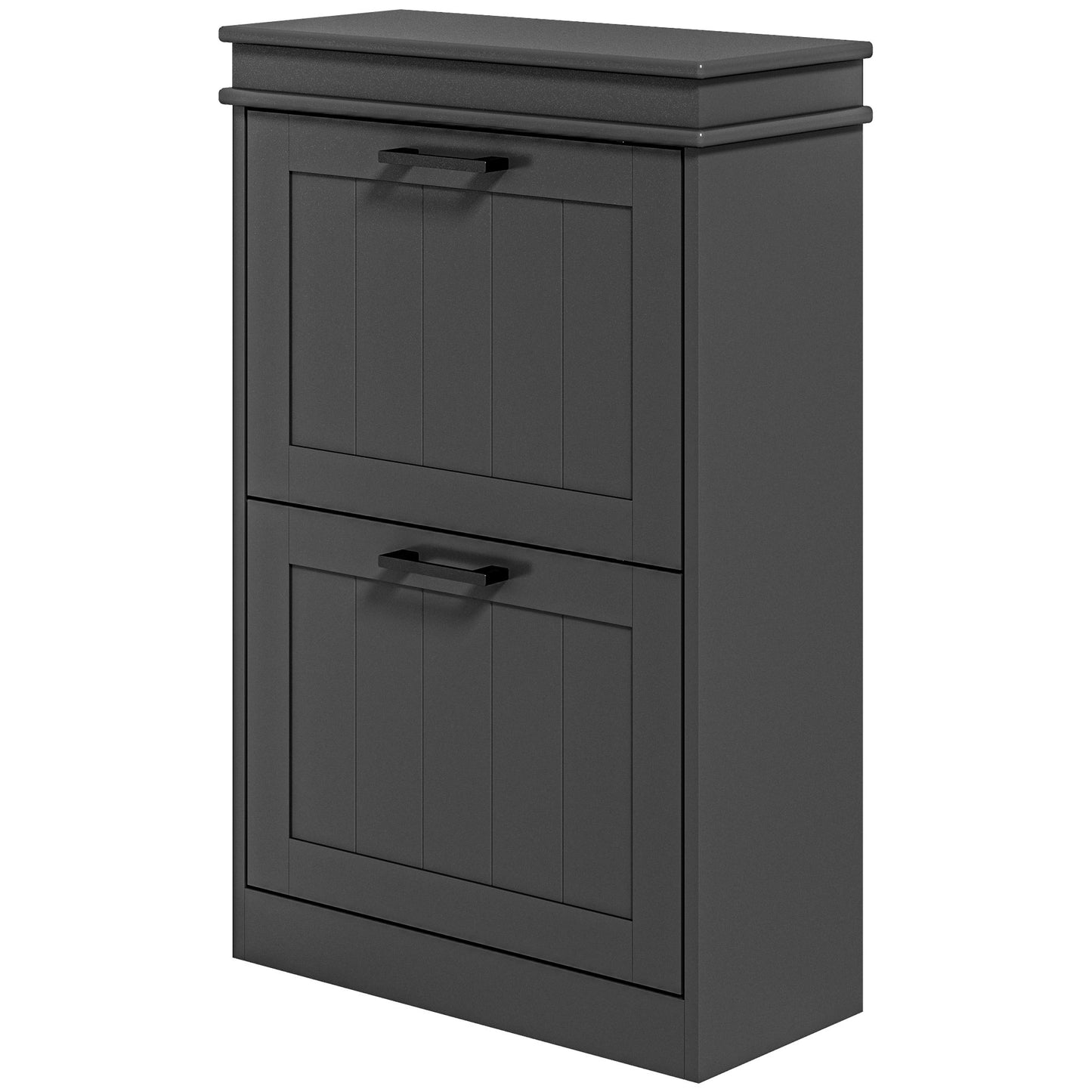 HOMCOM Compact Shoe Haven: 2 Flip Drawer Cabinet with Adjustable Shelves for 10 Pairs of Shoes, Black Finish | Dipra Home