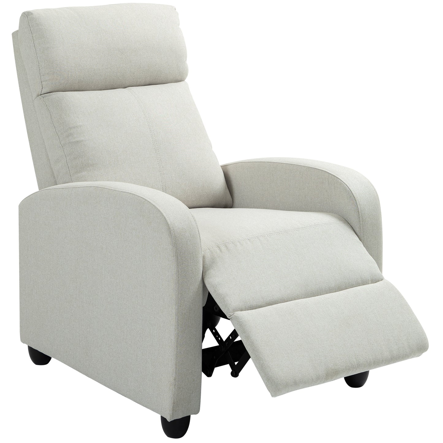 HOMCOM Fabric Recliner Chair Manual Home Theater Seating Single Reclining Sofa Chair with Padded Seat for Living Room, Cream White | Dipra Home