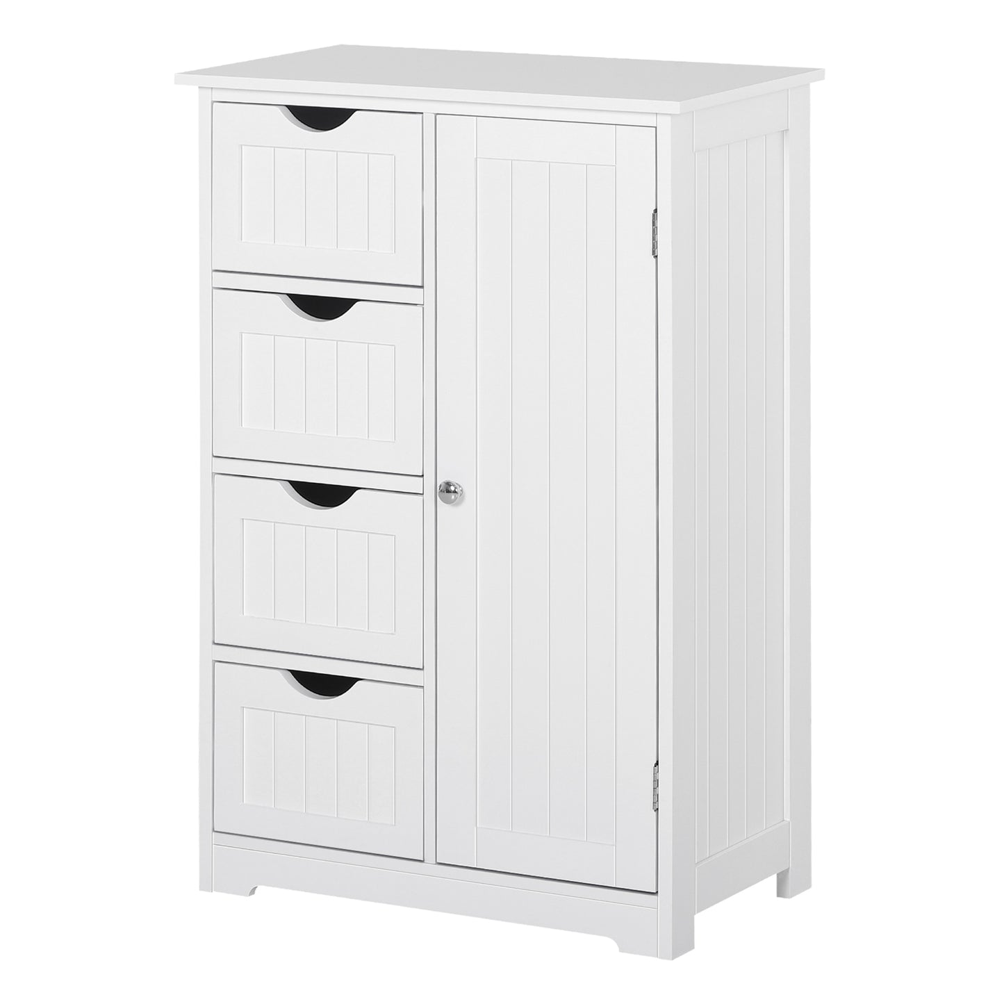 kleankin White Floor Bathroom Storage Cabinet: Adjustable Shelf, 4 Drawers, Side Cabinet, Washroom Organizer | Dipra Home