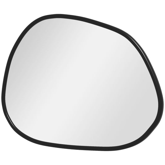 HOMCOM Stylish Irregular Vanity Mirror: 27.5" x 19.5" Pine Wood Black Frame for Bathroom or Bedroom Decor | Dipra Home