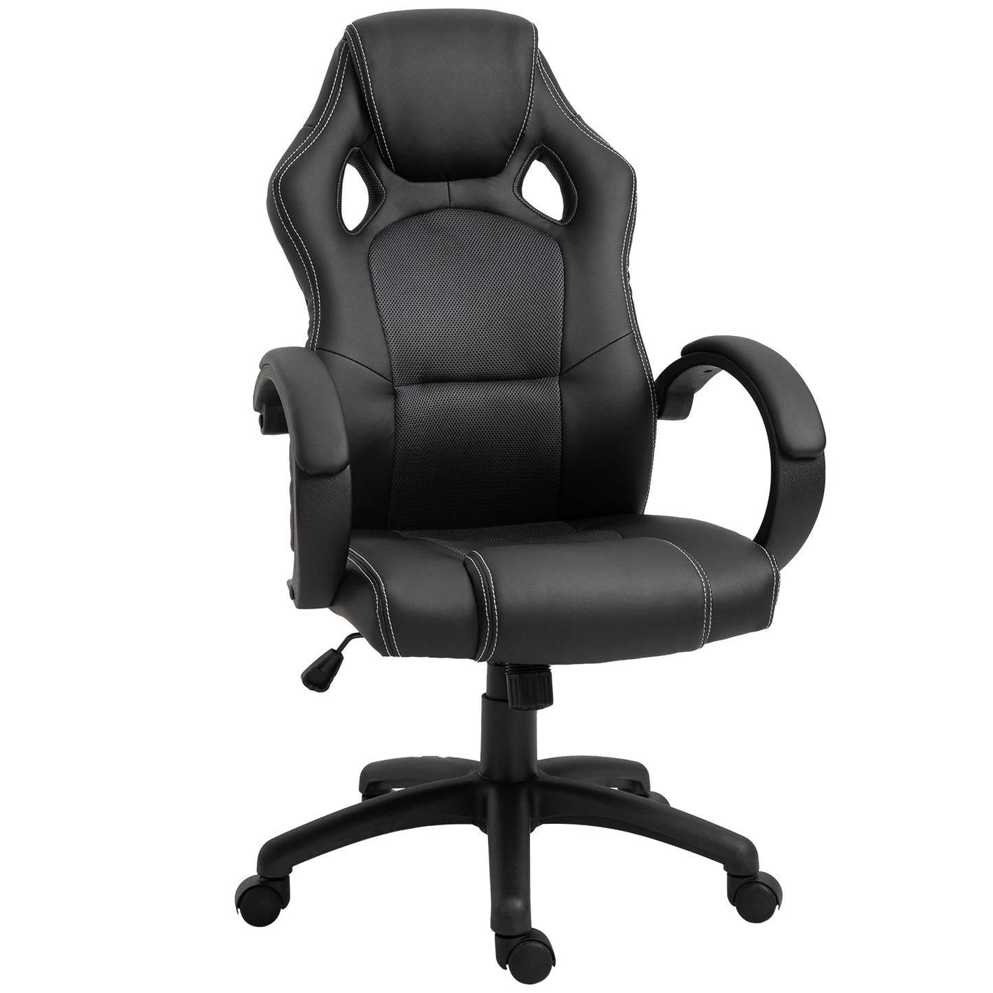 HOMCOM Gaming Chair Ergonomic High Back Office Computer Desk Chair Swivel Wheels Padded Headrest Tilt Function Black | Dipra Home