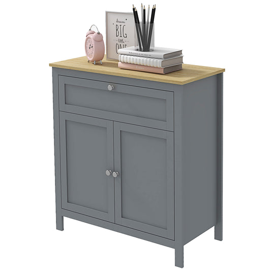 HOMCOM Buffet Storage Cabinet Buffet Table Drawer Double Door Cupboard Adjustable Shelf Living Room Entryway Grey | Dipra Home