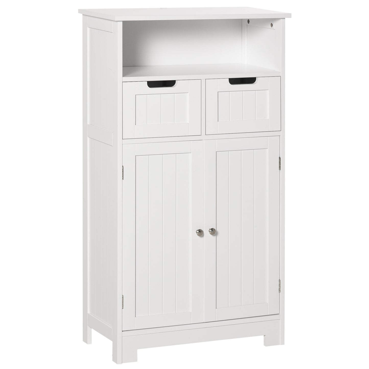 kleankin Adjustable Shelf and Drawers: Side Cabinet Floor Unit for Living Room, Entryway Office, Bathroom Storage, White | Dipra Home