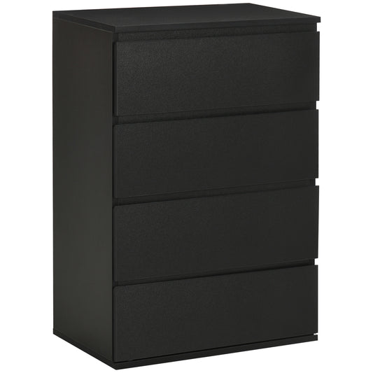 HOMCOM 4-Drawer Storage Tower: Freestanding Cabinet for Bedroom, Living Room Organization, Sleek Black Finish | Dipra Home