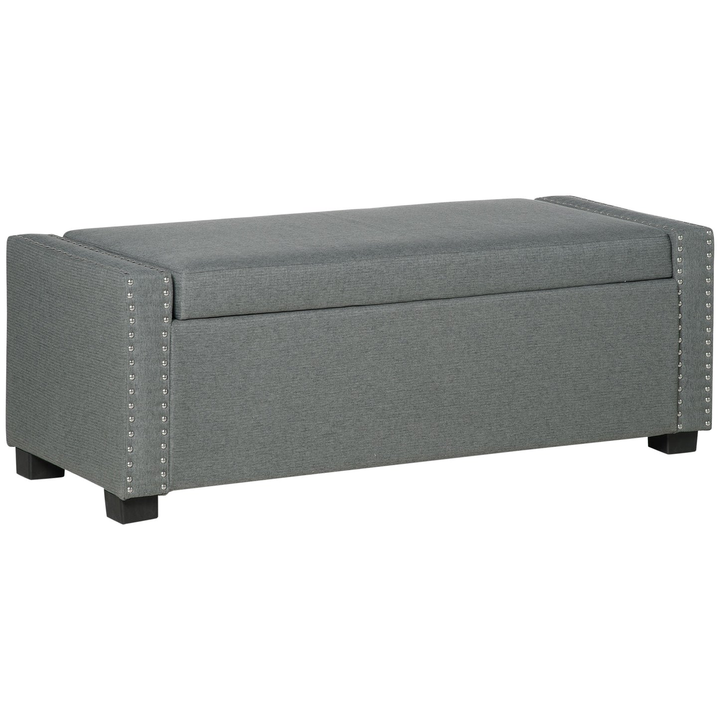 HOMCOM Fabric Flip-Top Bench: Upholstered Storage Ottoman for Versatile Use, Light Grey | Dipra Home