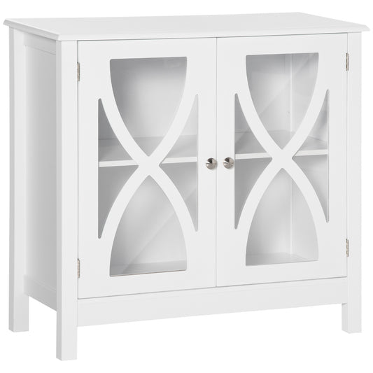 HOMCOM White Glass Door Sideboard: Buffet Cabinet with Accent Cupboard & Adjustable Shelf for Dining & Living Rooms | Dipra Home