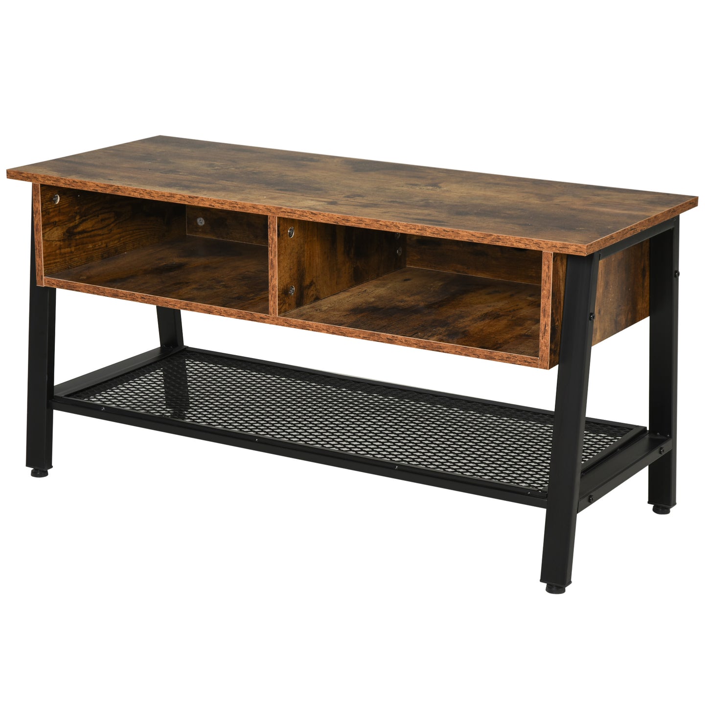 HOMCOM Mid Century TV Stand: For TVs up to 45", Media Console, Flat Screen, Entertainment Center, Rustic Brown | Dipra Home