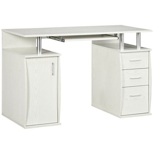 HOMCOM 47" Desk with Keyboard Tray Storage Drawers Home Office Workstation White | Dipra Home