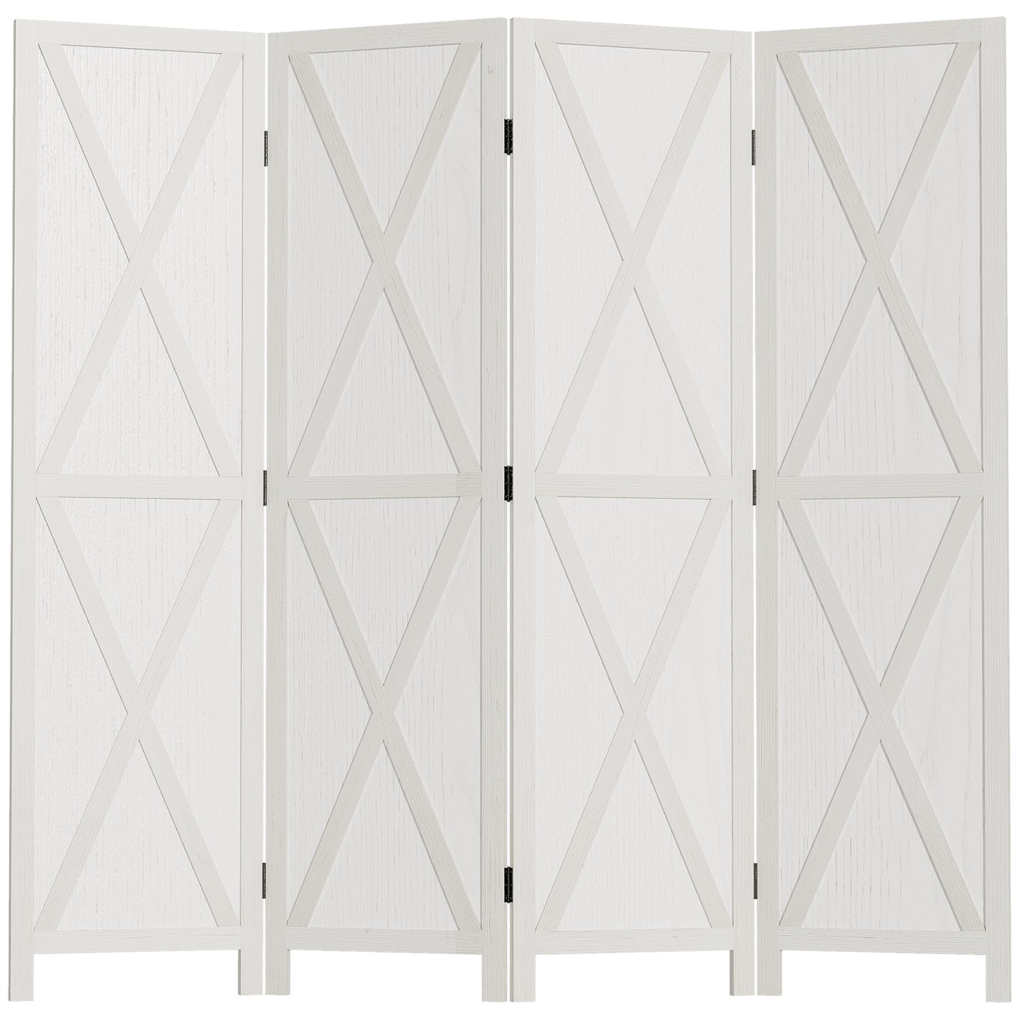 HOMCOM 4-Panel Wall Partition Farmhouse Room Divider: Foldable Design Wooden Frame 5.6FT, White | Dipra Home