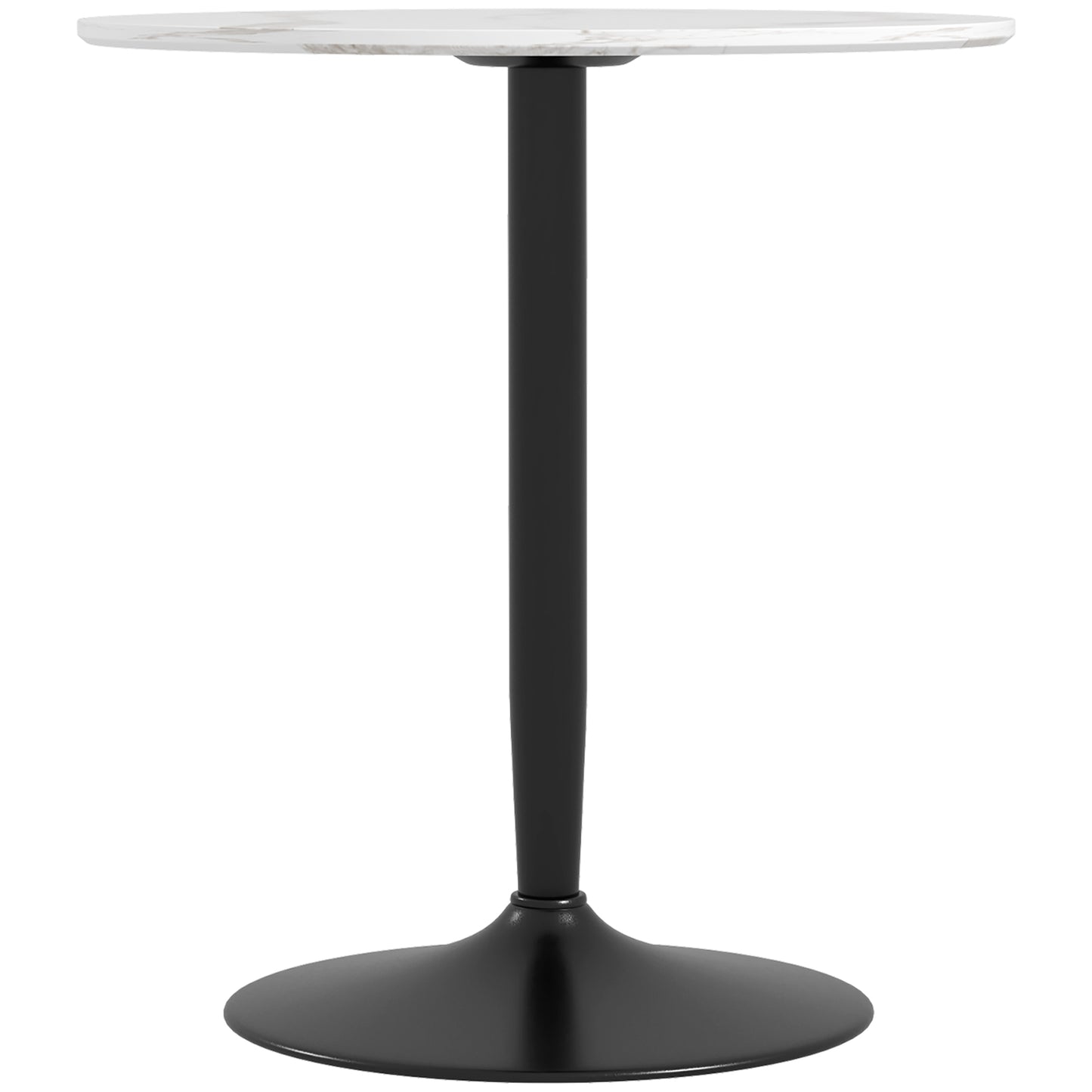 HOMCOM Modern Round 2 Person Dining Table Steel Base for Living Room White Marble | Dipra Home