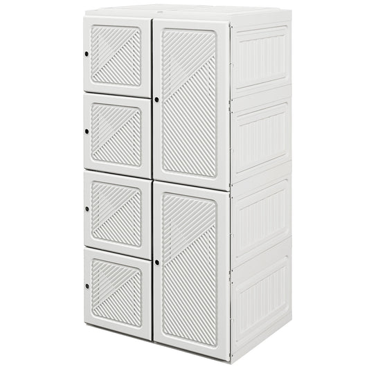 HOMCOM Portable Wardrobe, Foldable Clothes Storage Organzier with 8 Compartments, Magnet Doors, White | Dipra Home