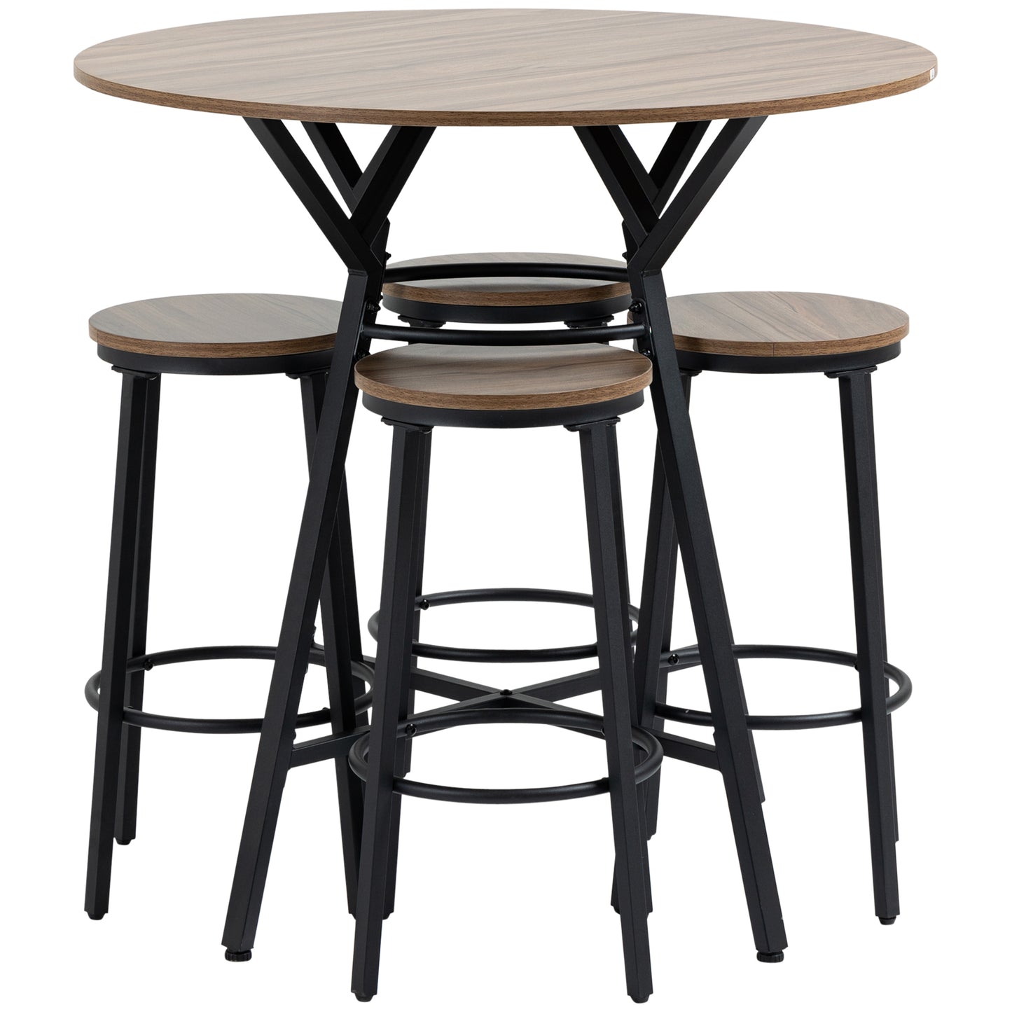 HOMCOM 5-Piece Round Counter Table Set: Bar-Height Table and 4 Chairs for Compact Spaces | Dipra Home