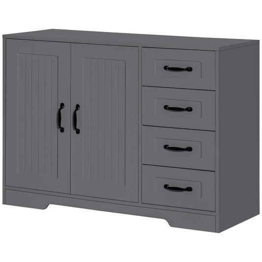 HOMCOM Modern Kitchen Storage Cabinet, Sideboard Buffet Cabinet with Drawers and Beadboard Door, Grey | Dipra Home