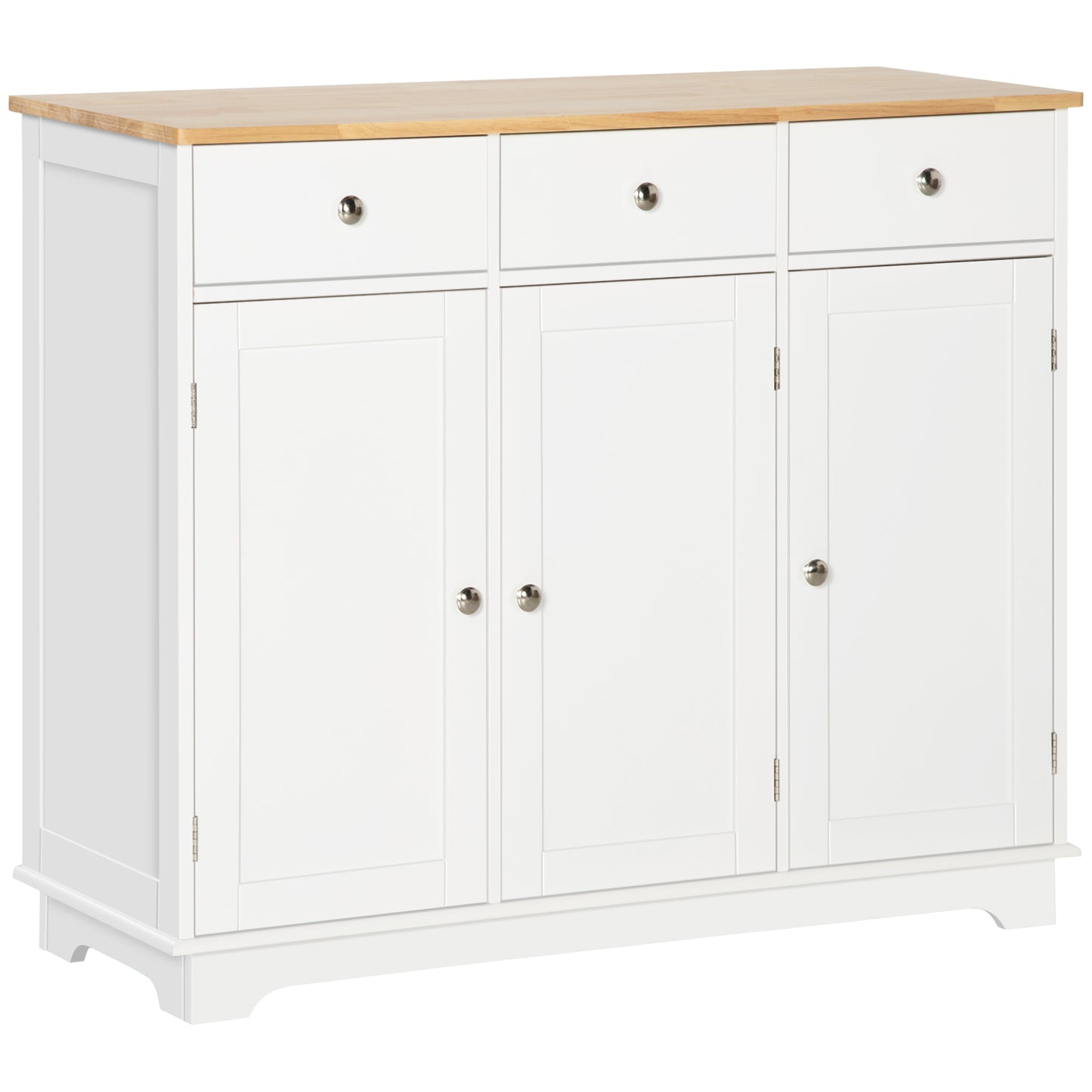 HOMCOM Modern Sideboard - Buffet Cabinet with Rubberwood Top, Storage Cabinets, Drawers & Adjustable Shelves | Dipra Home