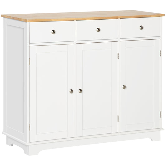 HOMCOM Modern Sideboard - Buffet Cabinet with Rubberwood Top, Storage Cabinets, Drawers & Adjustable Shelves | Dipra Home