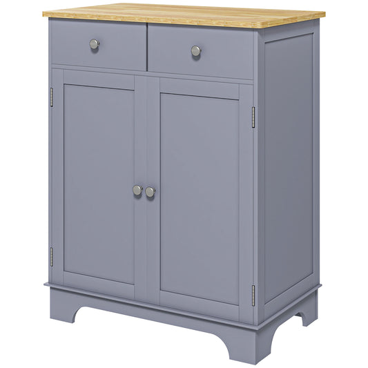 HOMCOM Kitchen Storage Cabinet Adjustable Shelf 2 Drawers 2 Doors Sideboard Buffet Cabinet Grey | Dipra Home