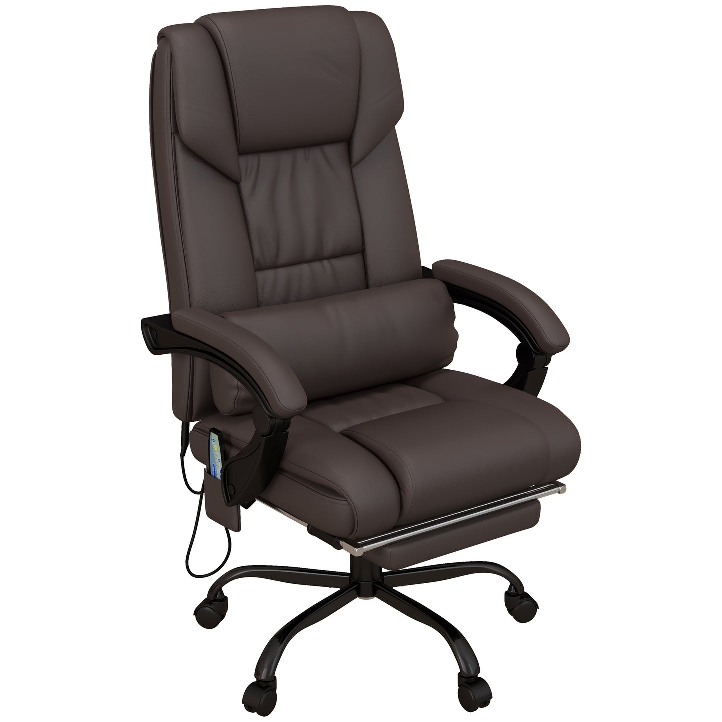 Vinsetto Vibration Massage Chair: Adjustable Reclining Computer Chair, Retractable Footrest, Brown | Dipra Home