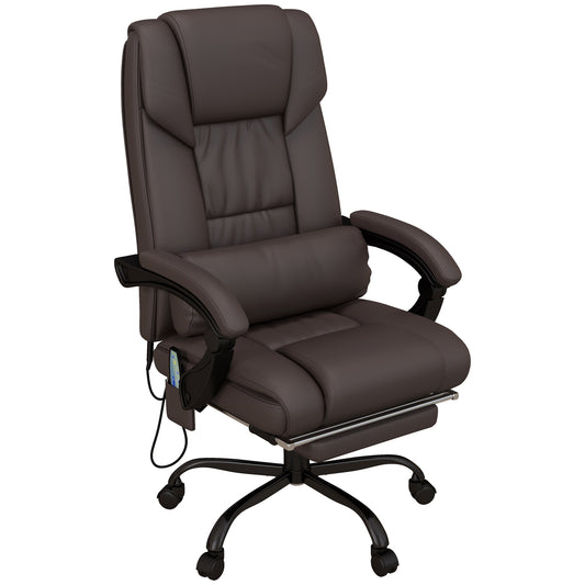 Vinsetto Vibration Massage Chair: Adjustable Reclining Computer Chair, Retractable Footrest, Brown | Dipra Home