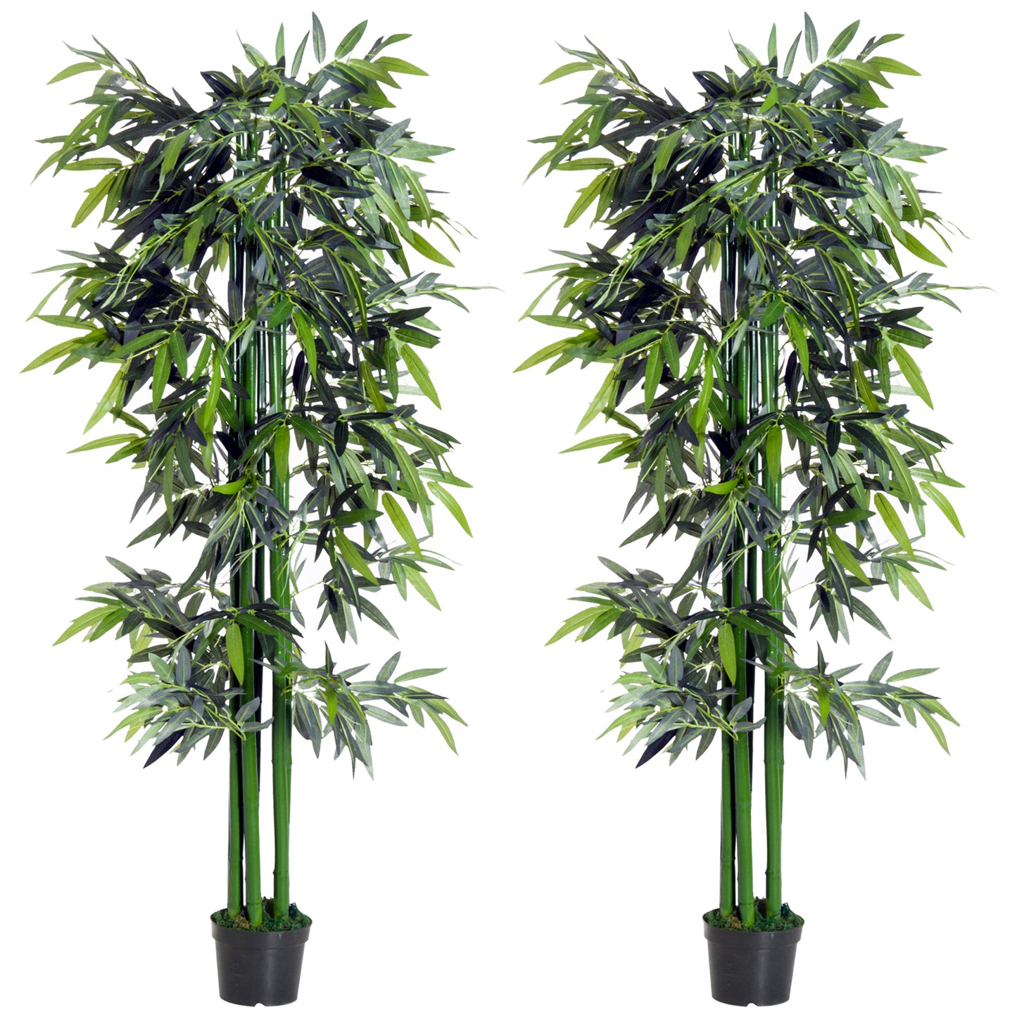 Outsunny Set of 2 6FT Artificial Bamboo Tree Fake Decorative Plant with Nursery Pot for Indoor Outdoor Décor | Dipra Home