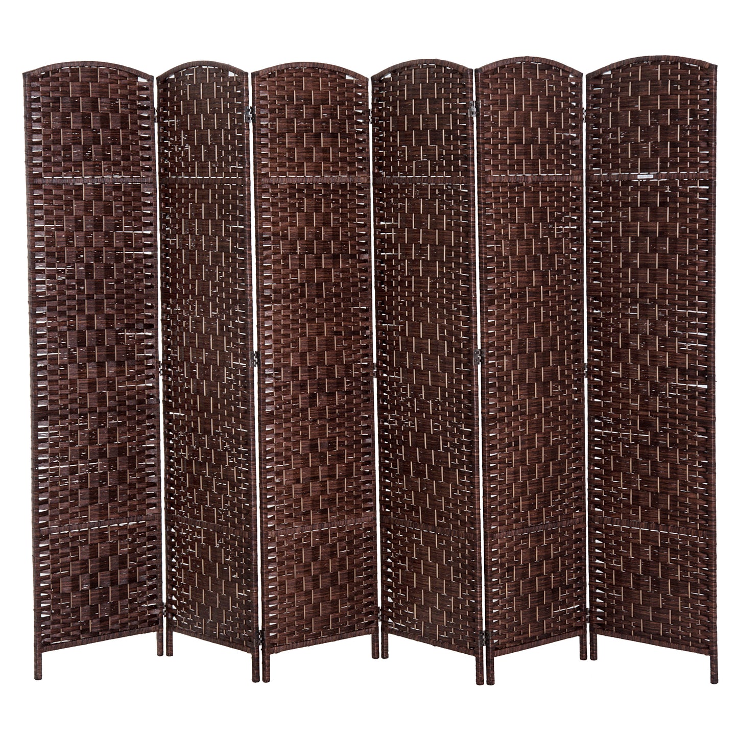 HOMCOM Woven Artistry Room Divider: 6-Panel Indoor Privacy Screen with Chestnut Brown Wicker Weave | Dipra Home