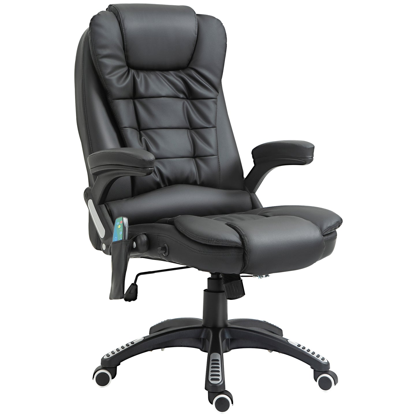 HOMCOM Heated Executive Massage Chair: High Back Reclining, Office Swivel Leather, Adjustable Vibrating, Black | Dipra Home