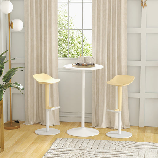 HOMCOM Modern High Top Bar Table Round Dining Painted Top Steel Base Bistro Table for 2 White | Dipra Home