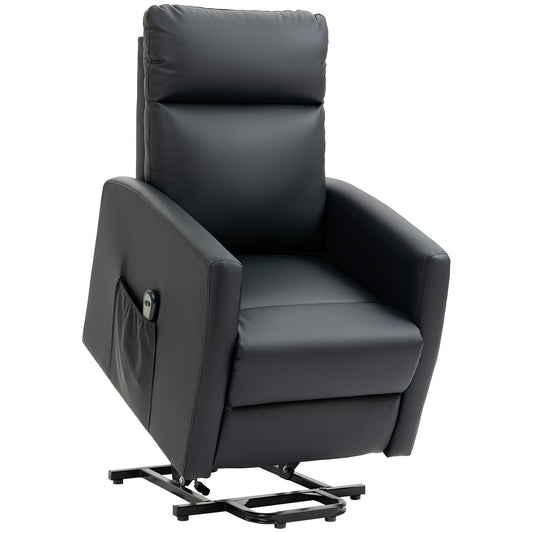 HOMCOM Power Lift Recliner Chair with Remote Control Side Pocket for Living Room Home Office Study Black | Dipra Home