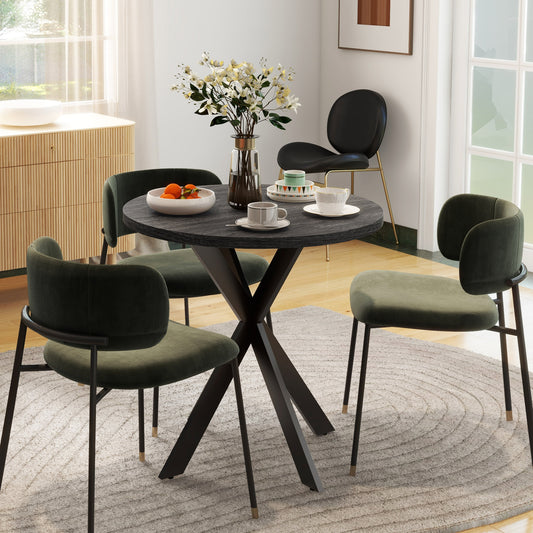 HOMCOM 29" Round Black Dining Table Contemporary Kitchen Furniture Steel Legs for Modern Home Small Spaces | Dipra Home