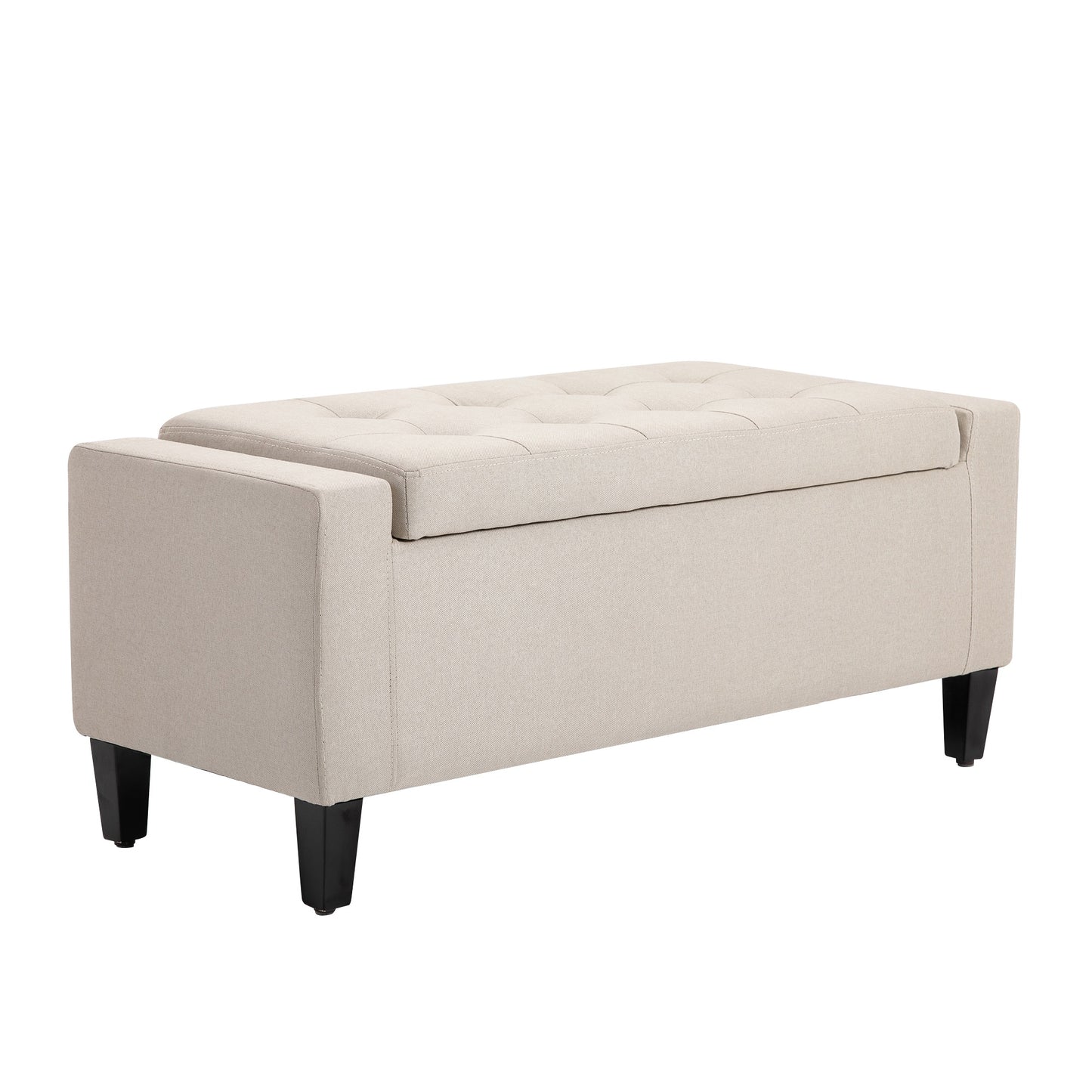 HOMCOM Linen-Touch Storage Ottoman: Tufted Flip-Top Design for Added Functionality, Beige | Dipra Home