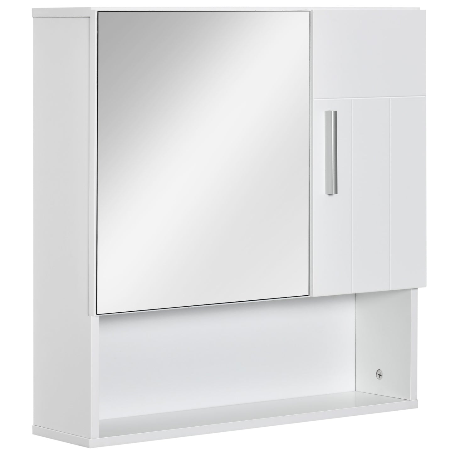 Kleankin White Wall Medicine Cabinet: Bathroom Mirror Storage with Double Doors & Adjustable Interior Shelf | Dipra Home