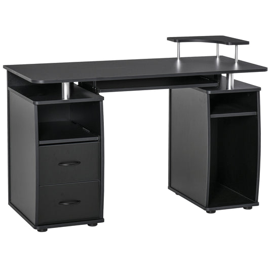 HOMCOM Home Office Computer Desk Keyboard Tray CPU Stand Black Workstation Furniture Study Table | Dipra Home