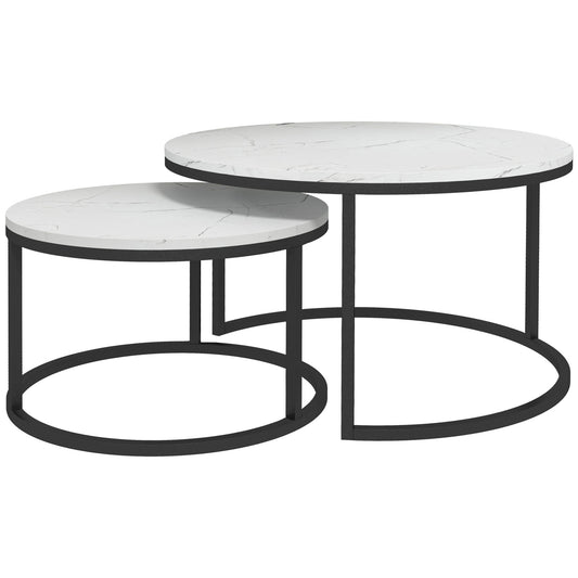 Homcom Metal Nesting Side Tables: Modern Set of 2 for Living Room, Bedroom or Office Space | Dipra Home