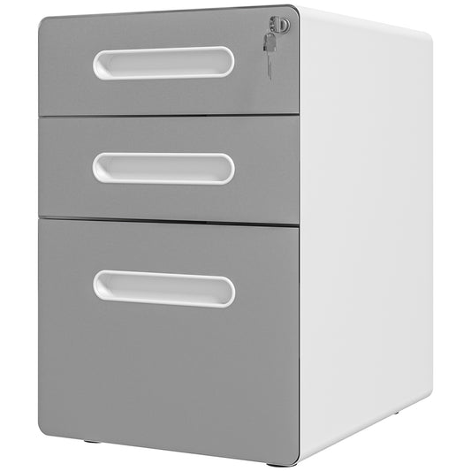 Vinsetto Secure File Cabinet: Locking Drawers & Smooth Mobility for Legal/Letter Documents in Home Office, Grey | Dipra Home