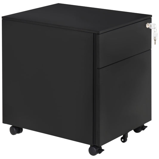 Vinsetto Secure File Vault: Lockable Steel Cabinet on Wheels with Pencil Tray for Legal/Letter Documents, Black | Dipra Home