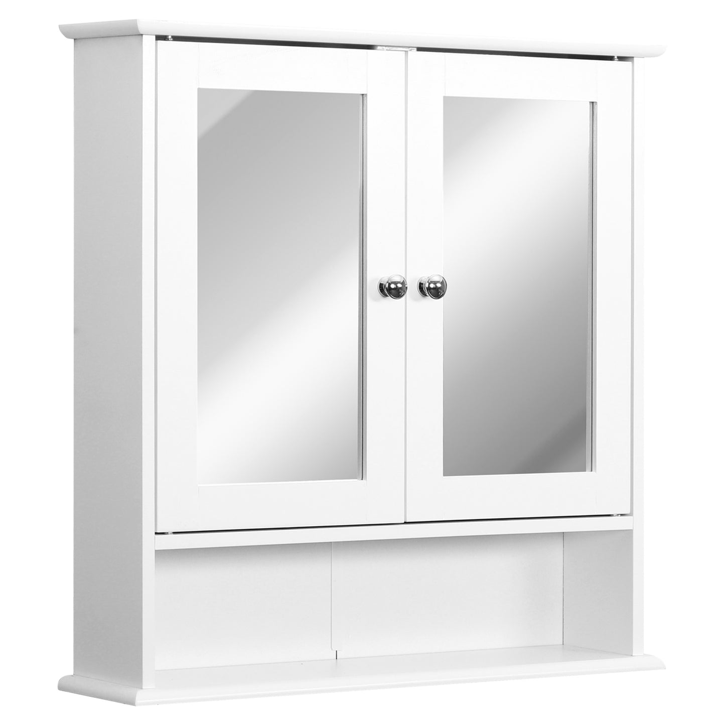 Kleankin White Wall Cabinet: Bathroom Storage with Double Mirrored Doors & Adjustable Shelf for Organized Essentials | Dipra Home