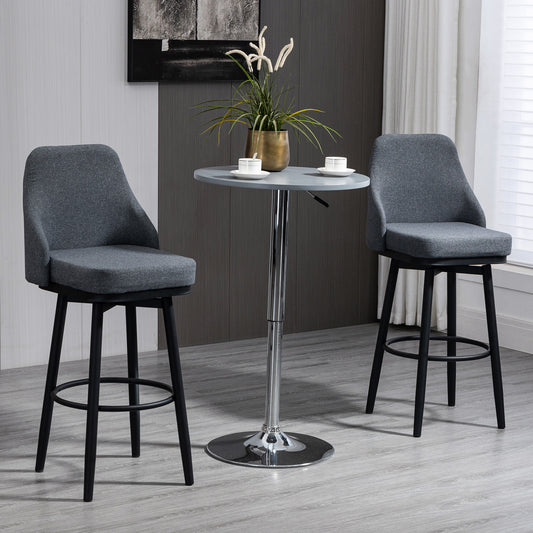 HOMCOM Set of 2 Extra Tall 360° Swivel Modern Bar Stools Dining Chairs Steel Legs Footrest Charcoal Grey | Dipra Home