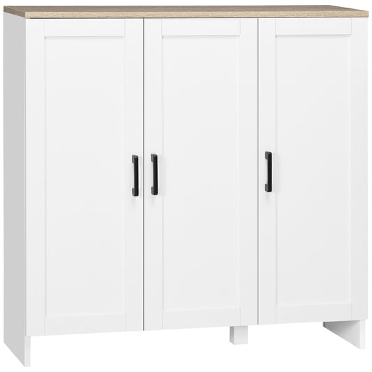 HOMCOM Contemporary White 3-Door Cabinet: Sideboard Buffet with Adjustable Shelves for Dining Room Kitchen Storage | Dipra Home