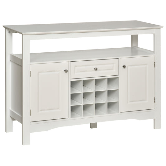 HOMCOM White Buffet Credenza: Sideboard Bar Cabinet Storage Cabinet with Drawer for Kitchen, Living Room, Bright White | Dipra Home