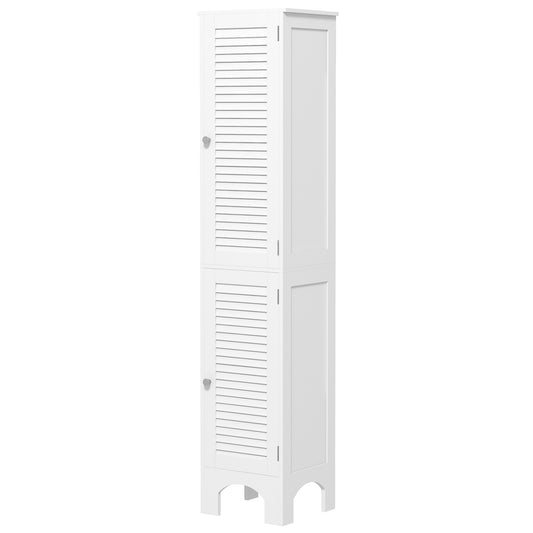 HOMCOM Narrow Tall Bathroom Storage Cabinet Shelves Doors White | Dipra Home