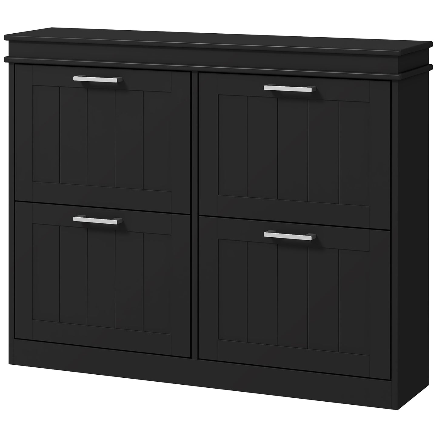 HOMCOM Shoe Storage Cabinet: Space-Saving Design with 4 Flip Drawers & Adjustable Shelves for 20 Pairs, Black | Dipra Home