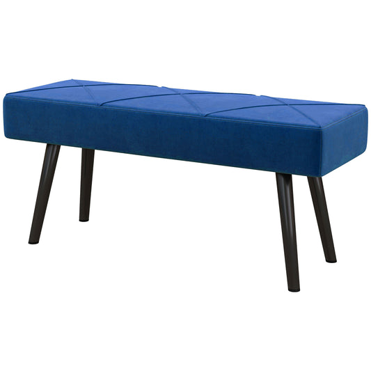 HOMCOM 39 Inches Upholstered Bedroom Bench, Modern End of Bed Bench with Steel Legs, Dark Blue | Dipra Home