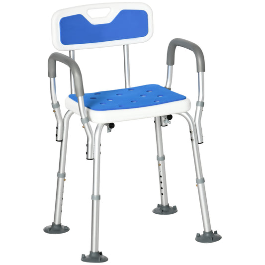 HOMCOM Bath Chair with Arms and Back Adjustable Shower Chair Padded Anti-slip Bench Tool-Free Assembly 299lbs | Dipra Home