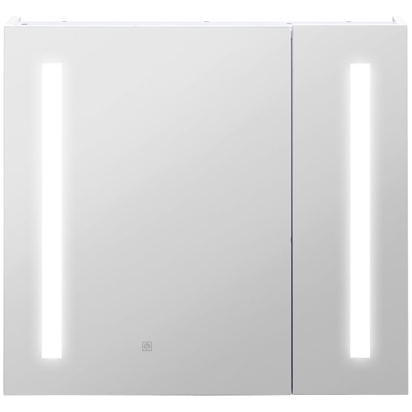 kleankin Illuminated LED Bathroom Mirror Cabinet 650x700mm Touch Switch Adjustable Shelf USB Charging White | Dipra Home