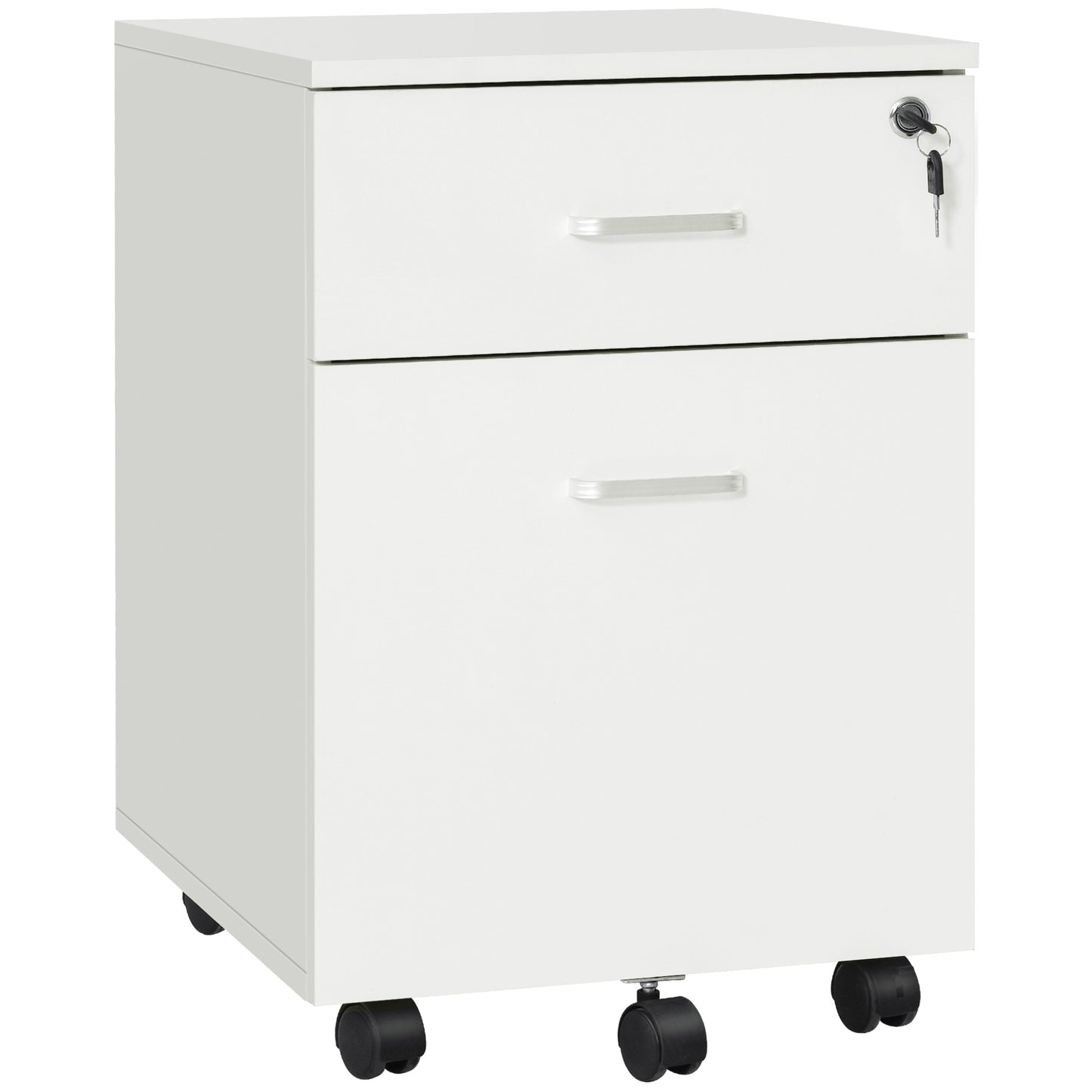 Vinsetto Rolling File Cabinet 2 Drawers Locking Study Home Office White | Dipra Home