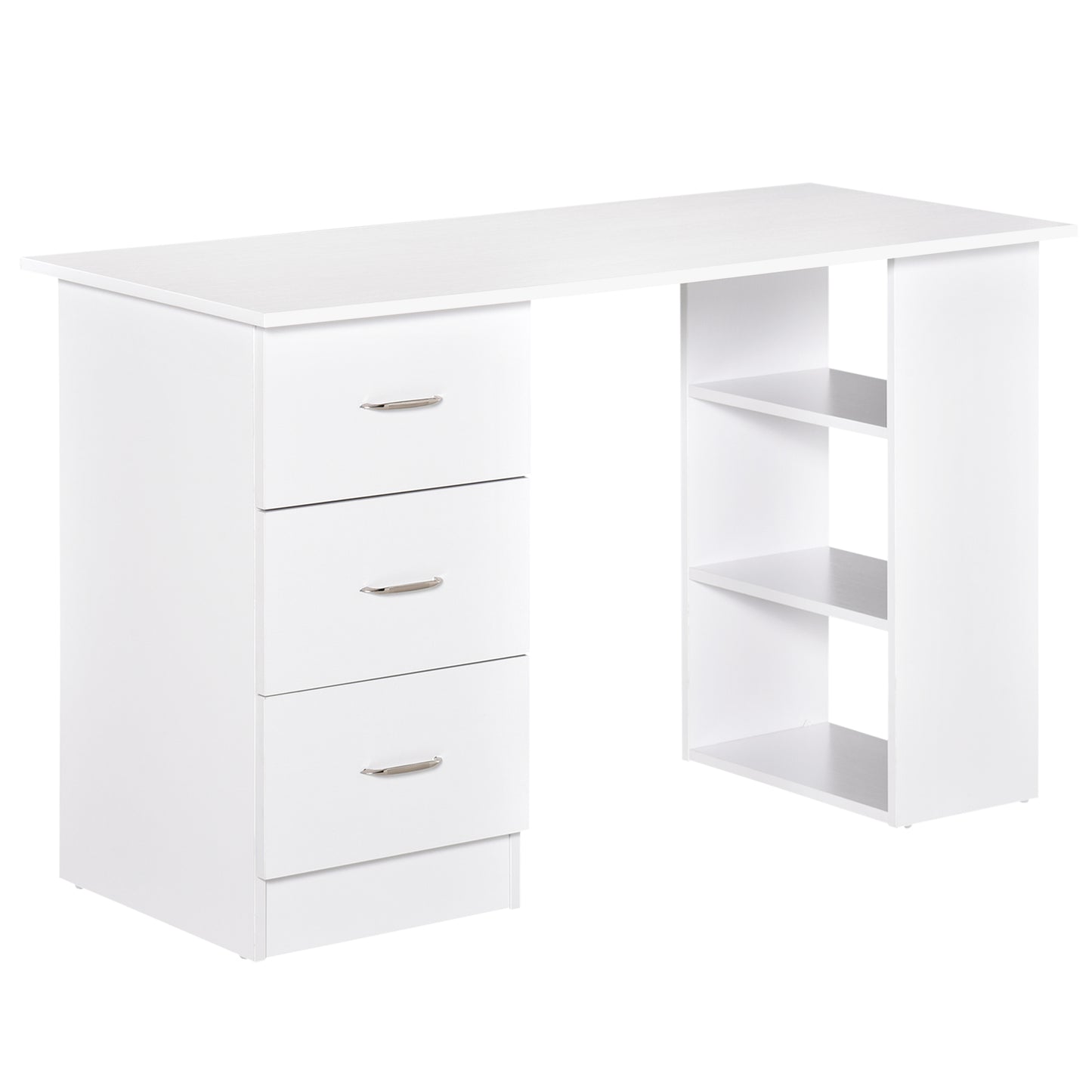 HOMCOM Computer Writing Desk Study Workstation w 3 Shelf 3 Storage Drawers Home Office Furniture White | Dipra Home