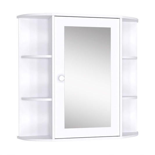 HOMCOM White Over Toilet Cabinet: Wall Mounted Bathroom Storage with Mirrored Door for Medicine & Accessories | Dipra Home