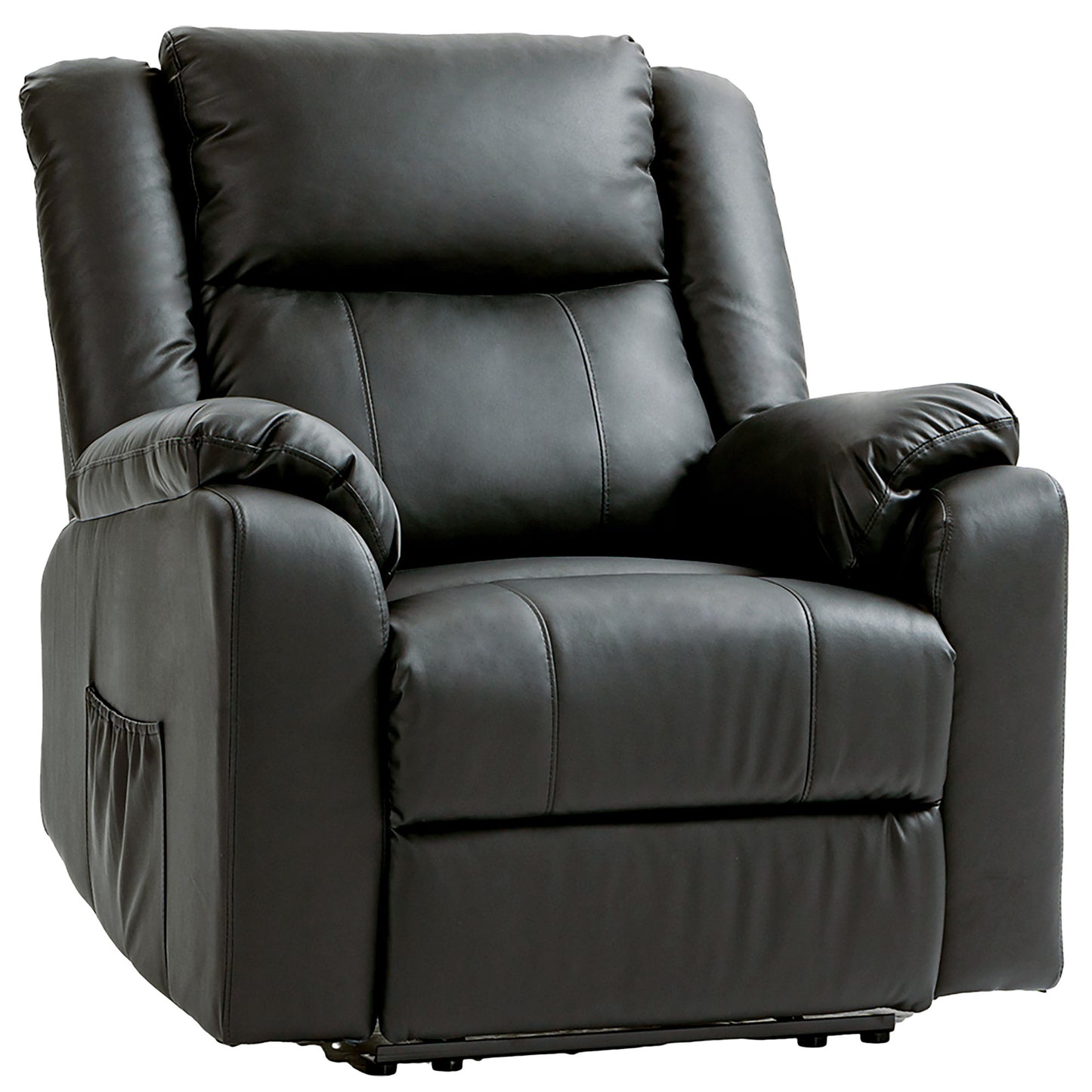 HOMCOM PU Leather Reclining Chair, Recliner Chair for Living Room with Footrest and 2 Side Pockets, Black | Dipra Home