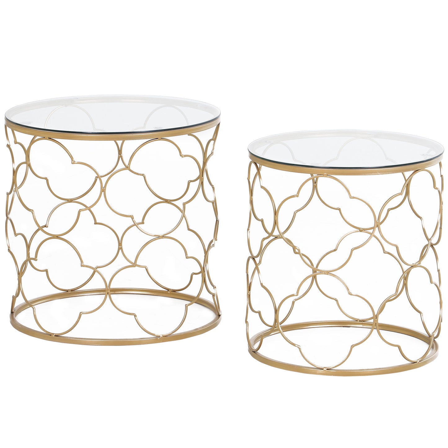 Homcom Gold Nesting End Tables: Elegant Set of 2 with Tempered Glass Top for Modern Living Room Decor | Dipra Home