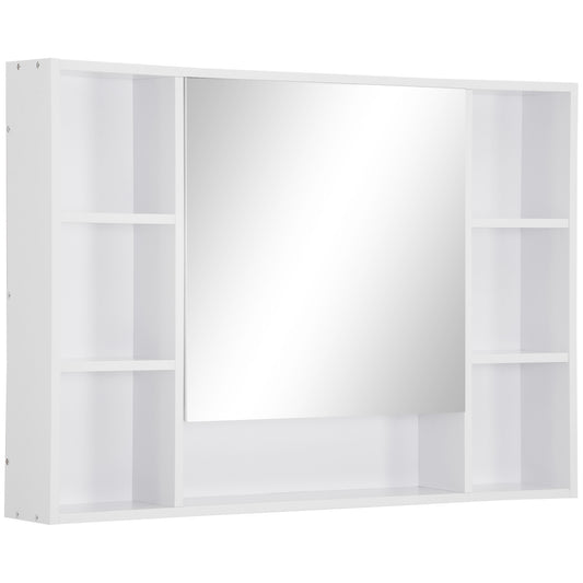 Kleankin White Wall Cabinet: 39.25"W x 27.5"H Mounted Bathroom Mirror Cabinet with Single Door Storage | Dipra Home